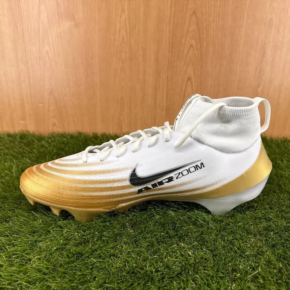 Nike Zoom Air Vapor Pro 1 White Metallic Gold Football Cleats FB3298-103 Sz 13